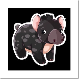 Cute Mountain Tapir Illustration - Adorable Animal Art Posters and Art